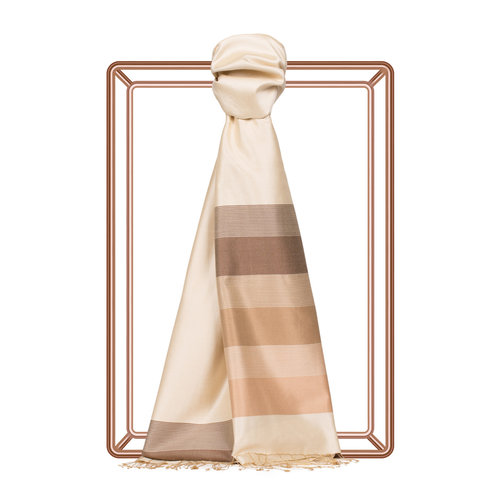 Cream Elitist Striped Silk Scarf