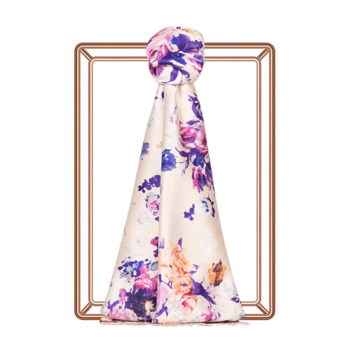 Cream Garden Spirit Print Silk Scarf