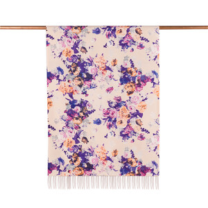 Cream Garden Spirit Print Silk Scarf - Thumbnail