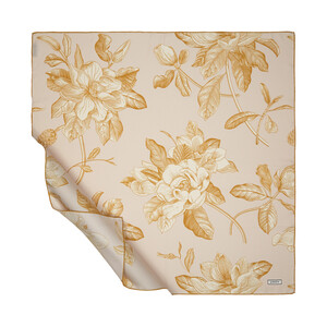 Cream Gold Grace Twill Silk Scarf - Thumbnail