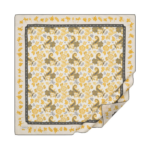 Cream Gold Imperial Garden Cotton Scarf