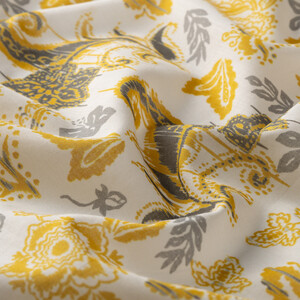 ipekevi - Cream Gold Imperial Garden Cotton Scarf (1)