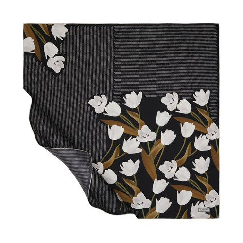 Cream Gold Tulipa Twill Silk Scarf