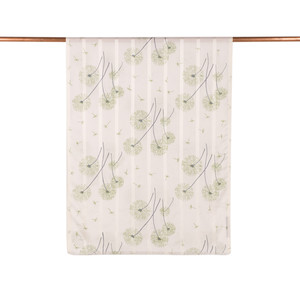 Cream Green Chicory Print Satin Silk Scarf - Thumbnail