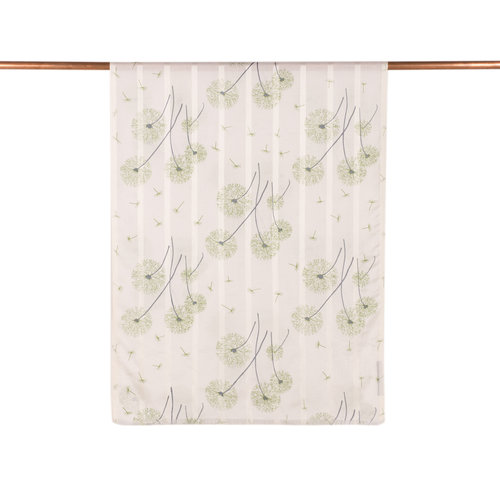 Cream Green Chicory Print Satin Silk Scarf