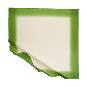 Cream Green Gradient Silk Scarf - Thumbnail