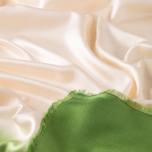 Cream Green Gradient Silk Scarf - Thumbnail