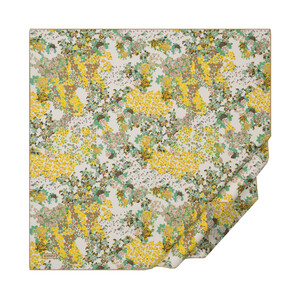 Cream Green Rich Rose Cotton Scarf - Thumbnail