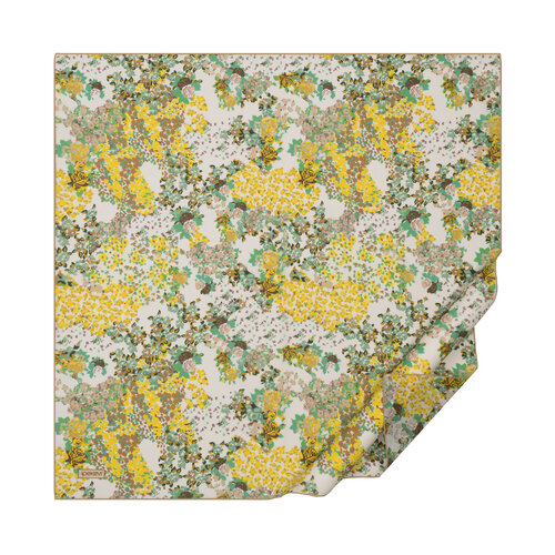 Cream Green Rich Rose Cotton Scarf