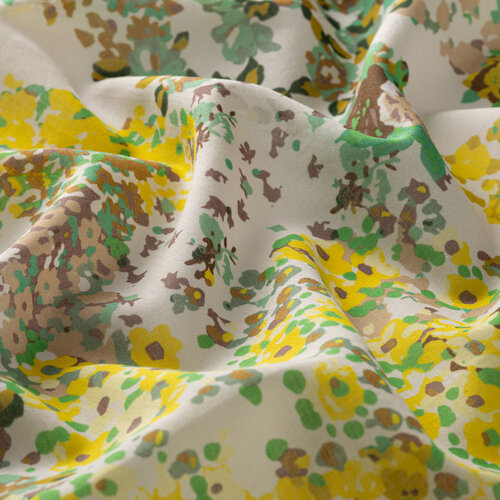 Cream Green Rich Rose Cotton Scarf