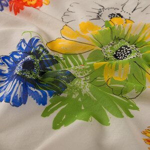 ipekevi - Cream Green Single Bloom Cotton Scarf (1)