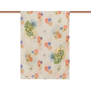 ipekevi - Cream Green Single Bloom Cotton Scarf (1)