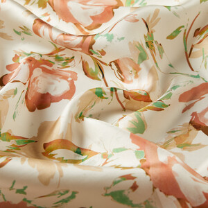 ipekevi - Cream Green Soulful Blooms Twill Silk Scarf (1)