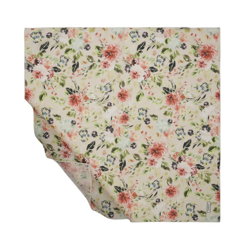 Cream Green Wild Rose Cotton Scarf