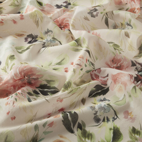 Cream Green Wild Rose Cotton Scarf