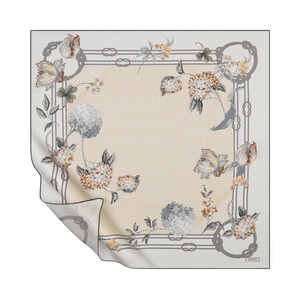 ipekevi - Cream Grey Kement Twill Silk Scarf