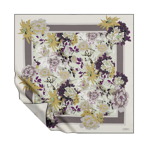 Cream Grey Summer Twill Silk Scarf