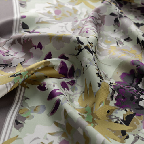 Cream Grey Summer Twill Silk Scarf