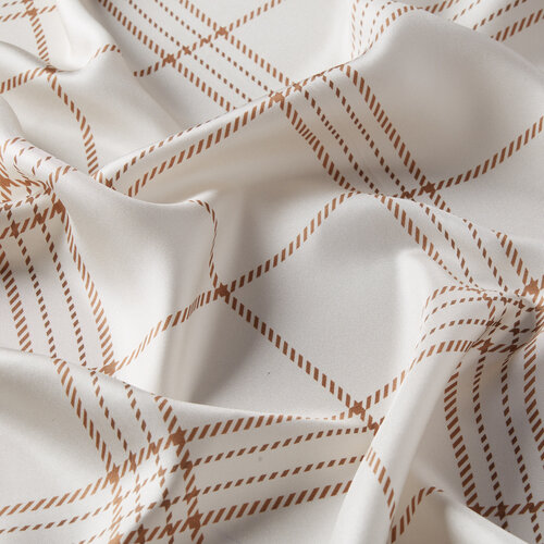 Cream Highlander Plaid Silk Twill Scarf