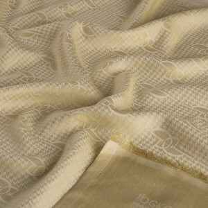 Cream IE Monogram Cotton Silk Scarf - Thumbnail