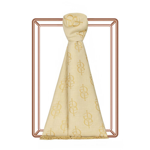 Cream IE Monogram Wool Silk Scarf