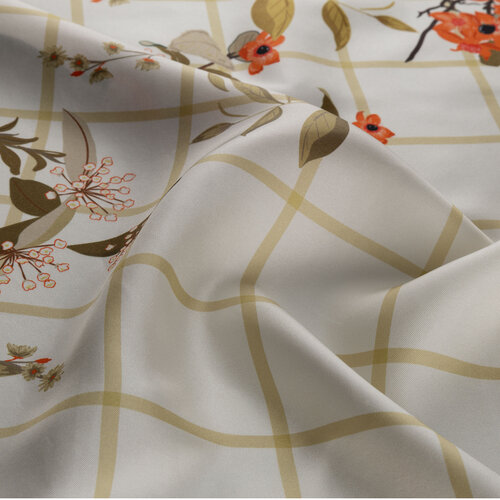 Cream Ikebana Twill Silk Scarf