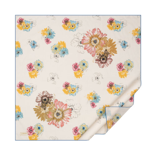Cream Indigo Single Bloom Cotton Scarf
