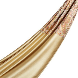 Cream Jacquard Hand Woven Prime Silk Scarf - Thumbnail