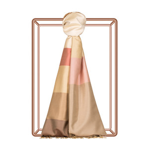 Cream Kushak Striped Silk Scarf - Thumbnail