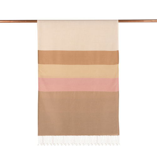 Cream Kushak Striped Silk Scarf