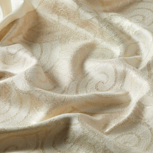 Cream Lurex Spiral Silk Scarf - Thumbnail