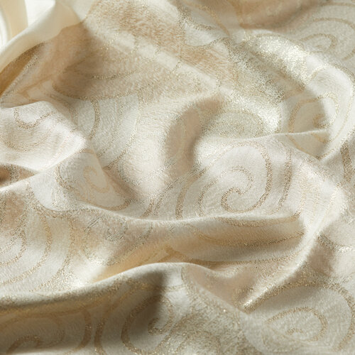 Cream Lurex Spiral Silk Scarf