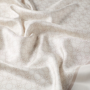 Cream Mini Seljuk Monogram Silk Twill Scarf - Thumbnail