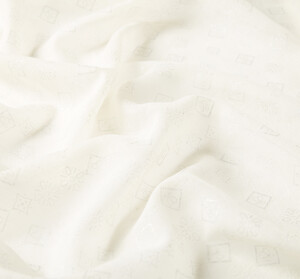 Cream Monogram Wool Silk Scarf - Thumbnail
