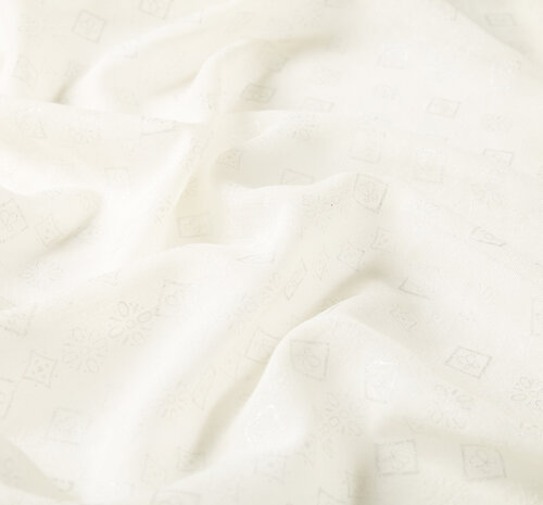 Cream Monogram Wool Silk Scarf
