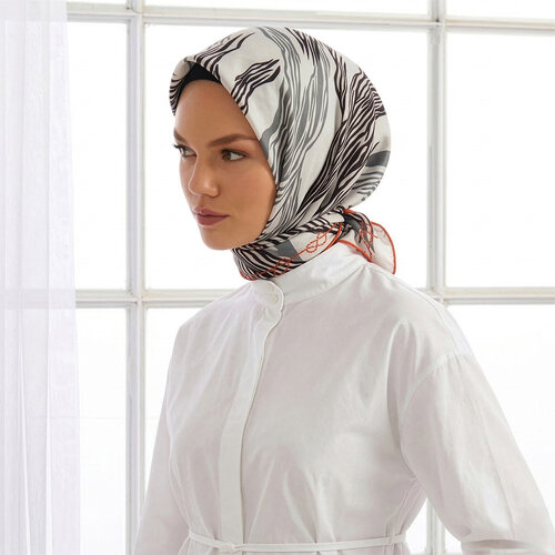 Cream Moss Twill Silk Scarf