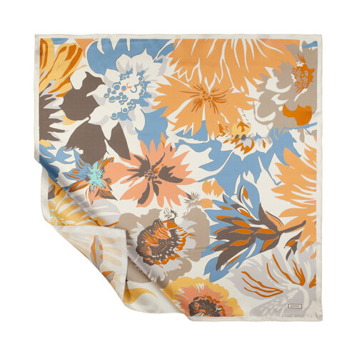  Cream Nihavent Print Silk Twill Scarf