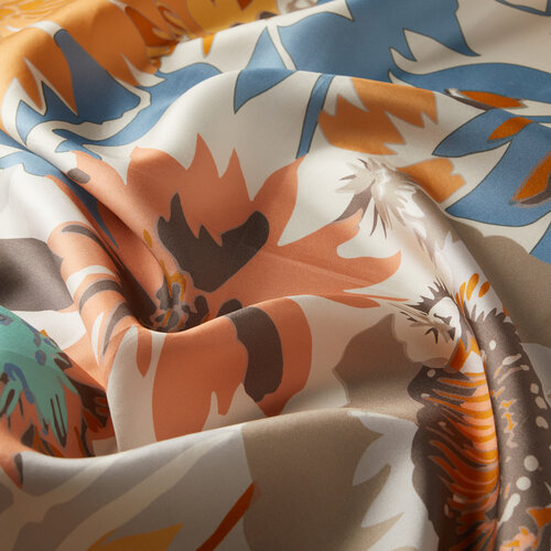 Cream Nihavent Print Silk Twill Scarf