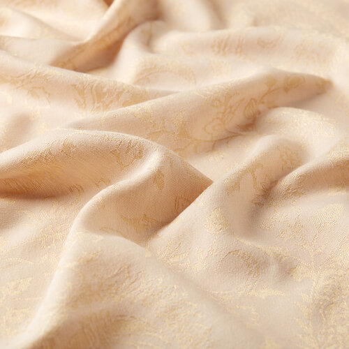 Cream Paisley Leaf Patterned Wool Silk Scarf