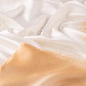 Cream Peach Gradient Silk Scarf - Thumbnail