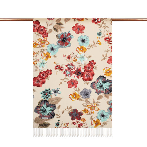 Cream Petunia Print Silk Scarf
