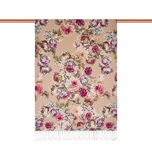ipekevi - Cream Pink Fleur Print Silk Scarf (1)