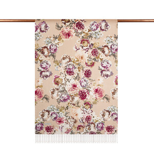ipekevi - Cream Pink Fleur Print Silk Scarf (1)