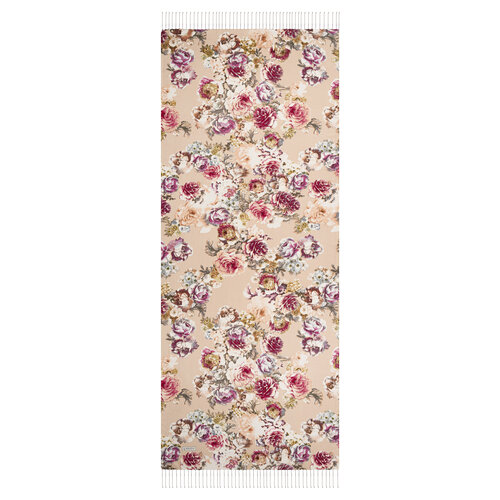 Cream Pink Fleur Print Silk Scarf