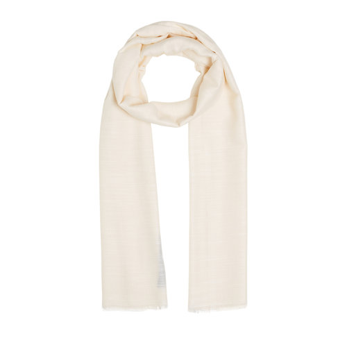 Cream Plain Cotton Silk Scarf