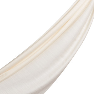 Cream Plain Cotton Silk Scarf - Thumbnail