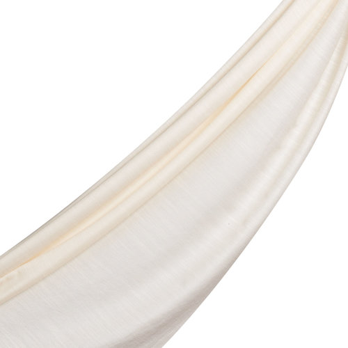 Cream Plain Cotton Silk Scarf
