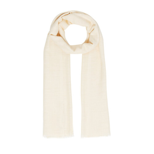 Cream Plain Cotton Silk Scarf