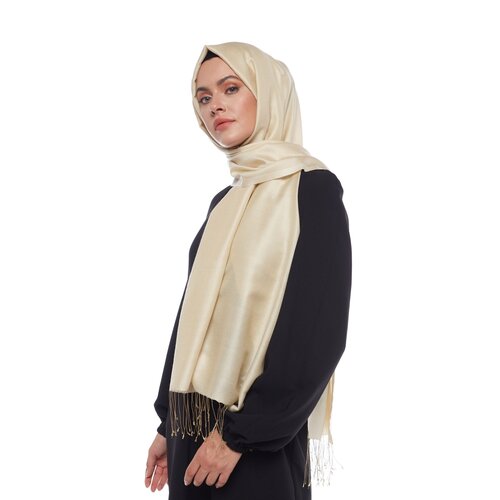 Cream Plain Silk Scarf