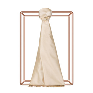 Cream Plain Silk Scarf - Thumbnail